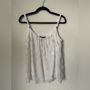 White House Black Market White Camisole with Subtle Pattern